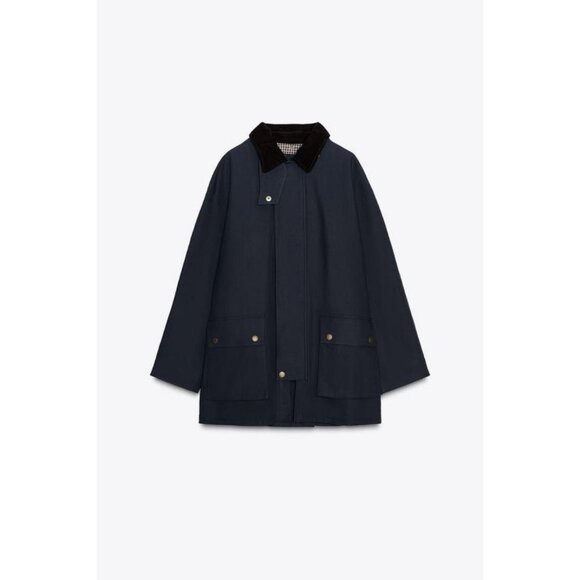 ZARA HOODED CONTRAST LAPEL TRENCH COAT ZW COLLECTION - Picture 7 of 8
